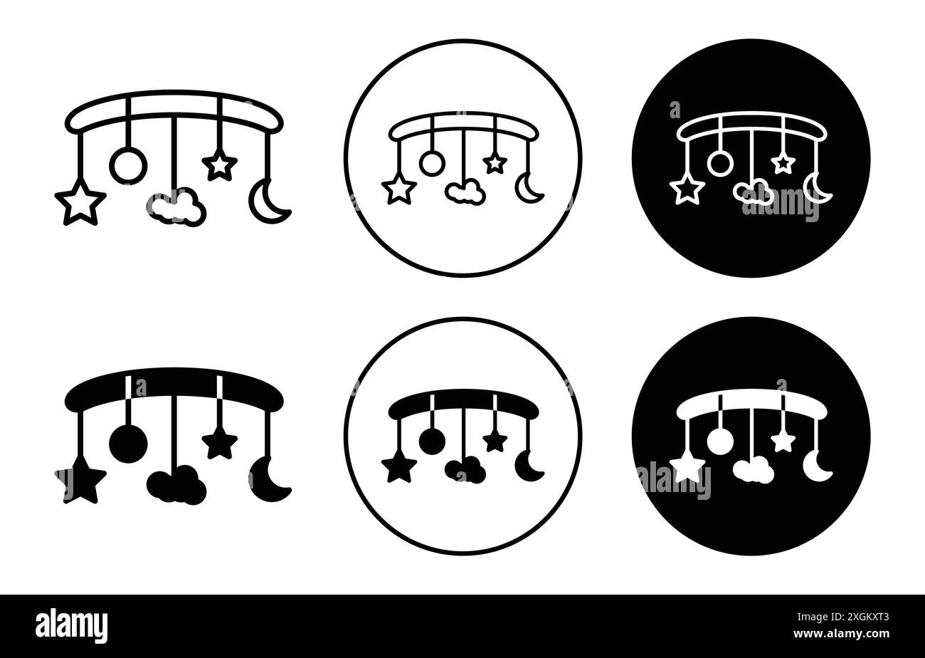 Simbolo ninnananna del giocattolo, logo, contorno vettoriale in bianco e nero Illustrazione Vettoriale