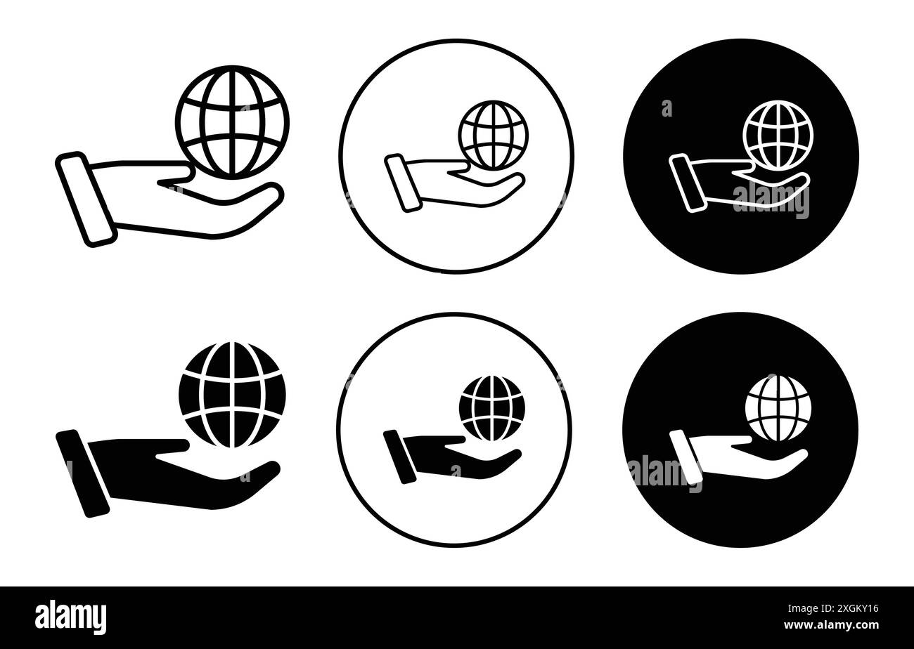 Save the World icon logo sign vettoriale contorno in bianco e nero Illustrazione Vettoriale
