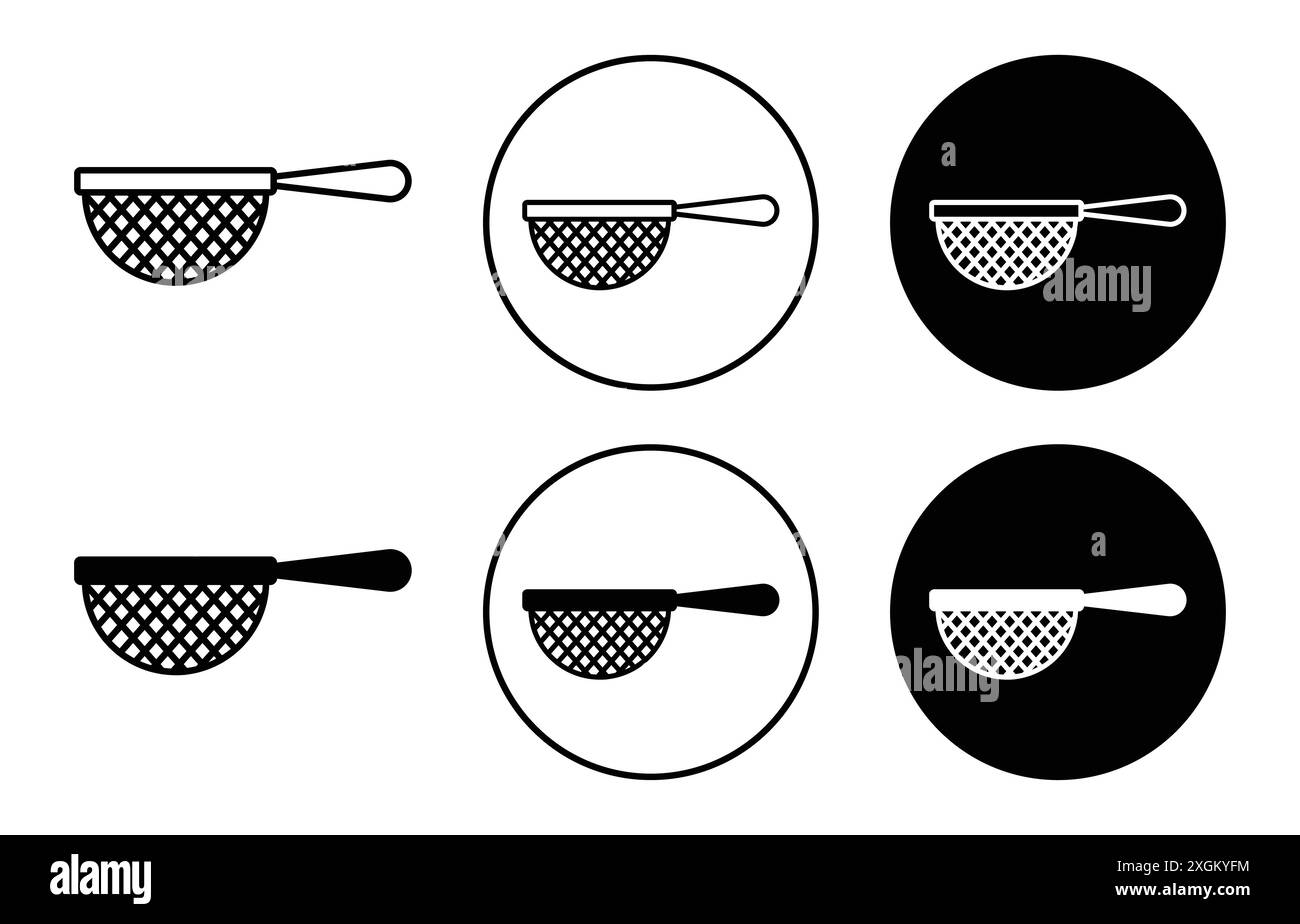 il logo dell'icona del crivello indica il contorno vettoriale in bianco e nero Illustrazione Vettoriale