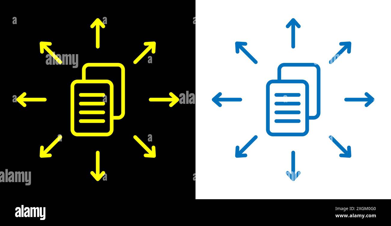 Illustrazione dell'icona del contorno della distribuzione del contenuto. Illustrazione Vettoriale
