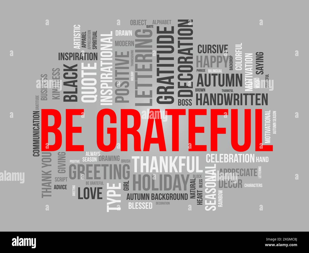 Siate grati al modello di wordcloud. Beato o gratitudine concetto sfondo vettoriale. Illustrazione Vettoriale