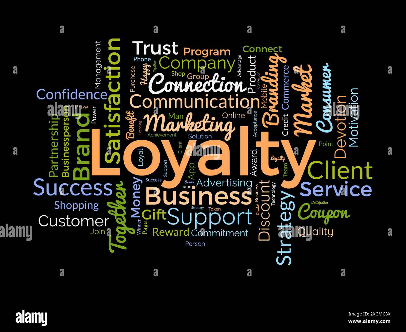 Modello cloud di loyalty. Background vettoriale del concetto di gestione dei progressi. Illustrazione Vettoriale