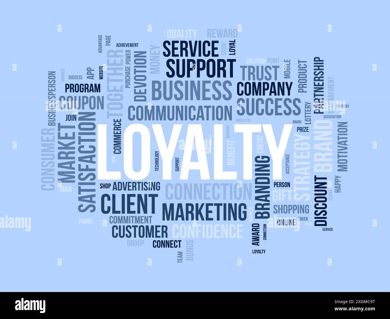 Modello cloud di loyalty. Background vettoriale del concetto di gestione dei progressi. Illustrazione Vettoriale