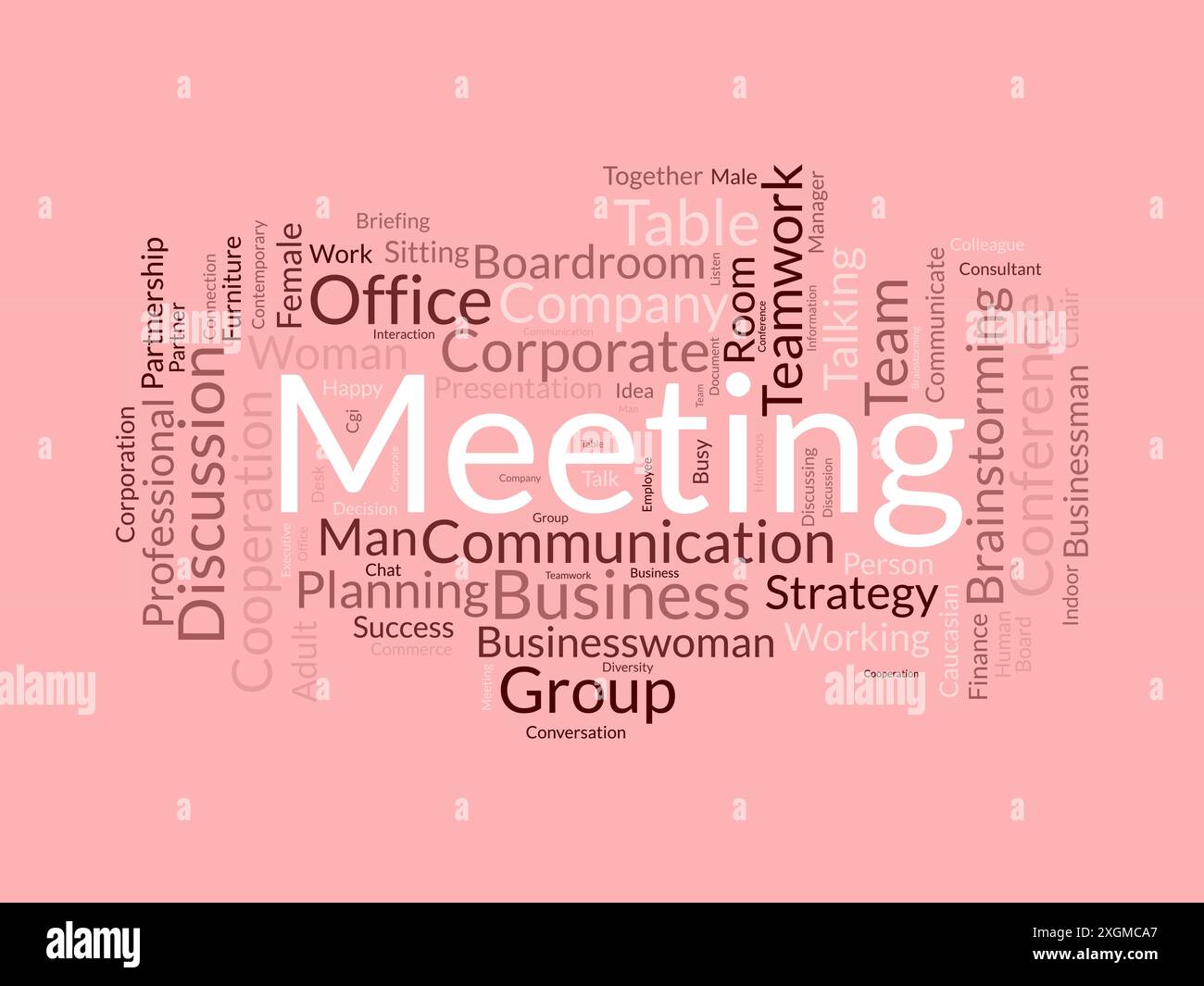 Modello wordcloud per riunioni. Background vettoriale del concetto aziendale. Illustrazione Vettoriale