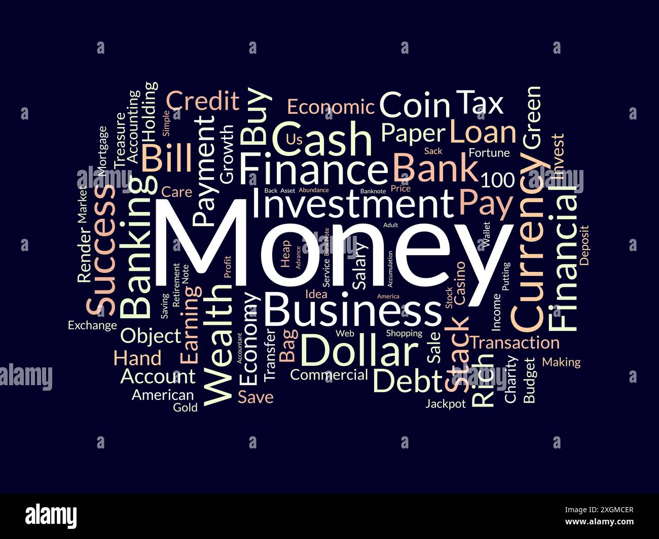 Money wordcloud template. Background vettoriale del concetto aziendale. Illustrazione Vettoriale