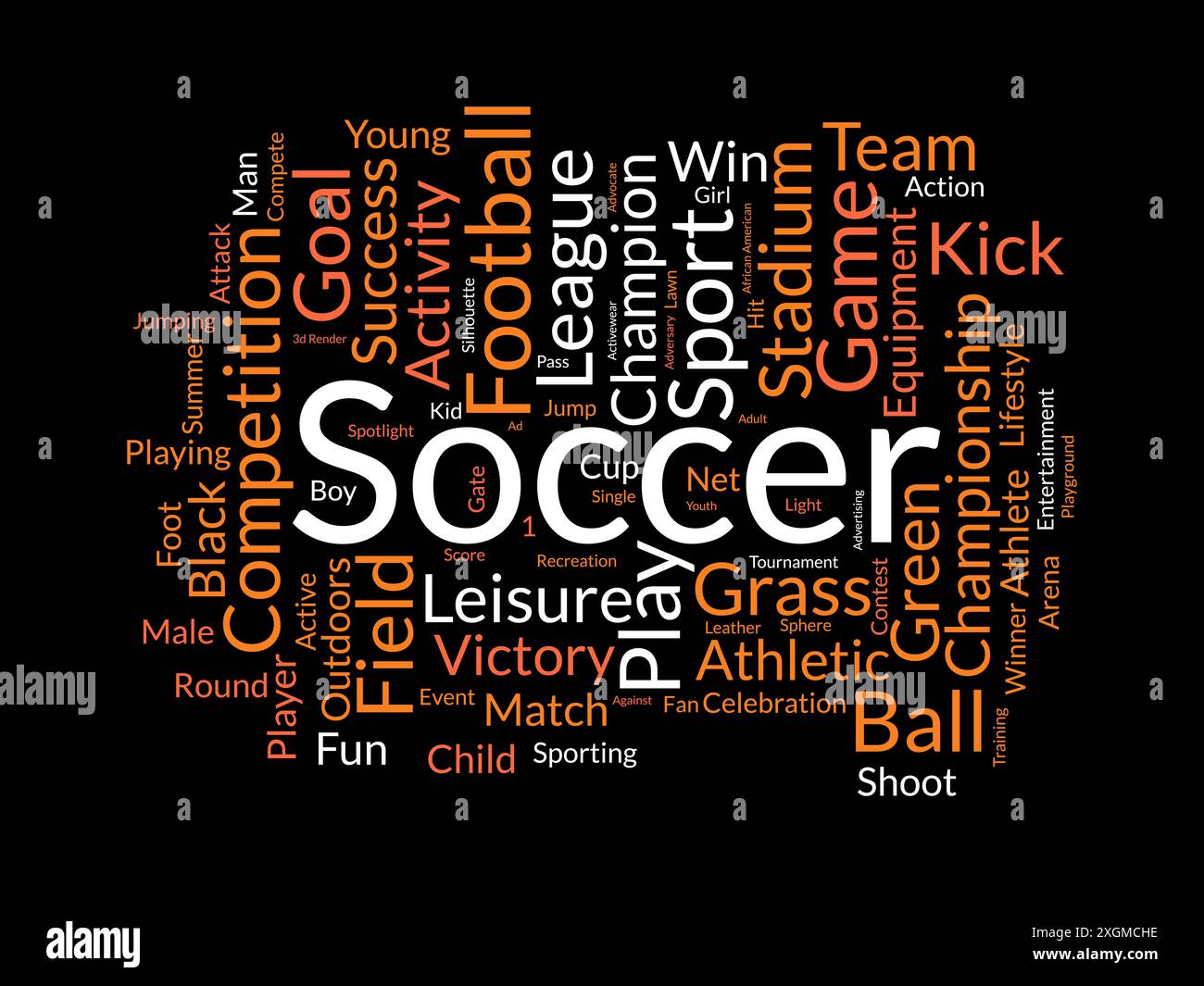 Modello wordcloud calcio. Sfondo vettoriale Sport Concept. Illustrazione Vettoriale