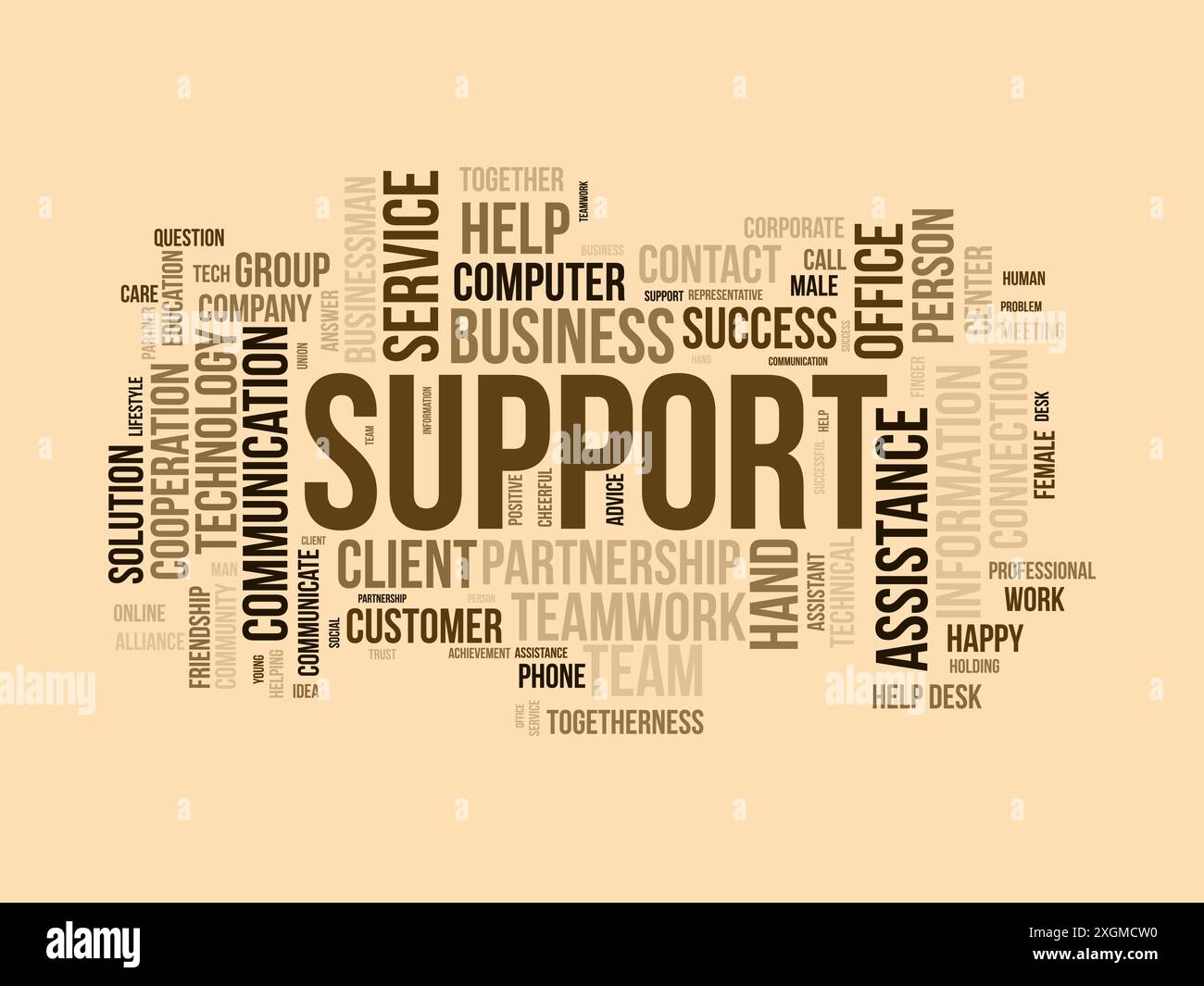 Supporta il modello wordcloud. Background vettoriale del concetto aziendale. Illustrazione Vettoriale