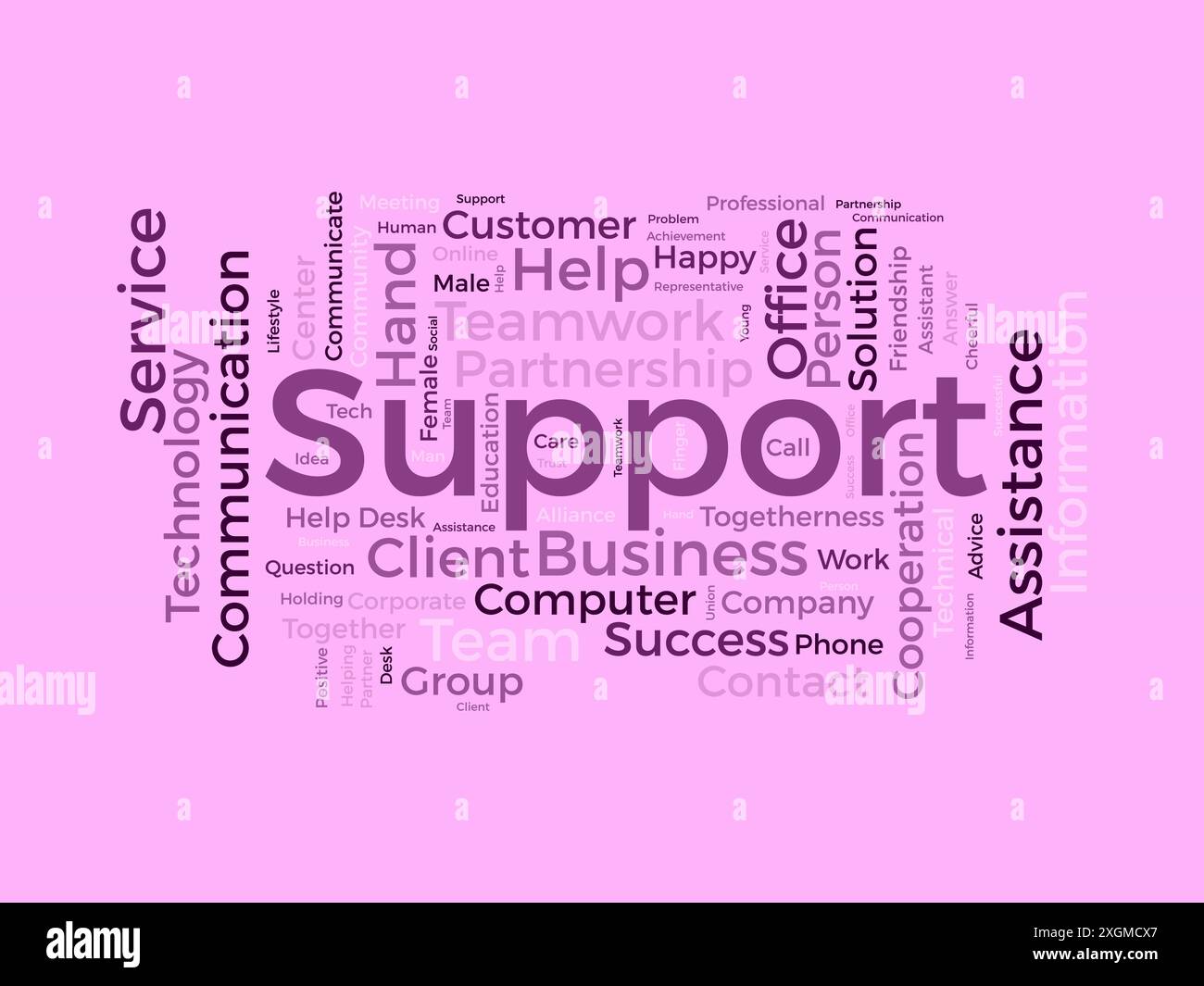 Supporta il modello wordcloud. Background vettoriale del concetto aziendale. Illustrazione Vettoriale
