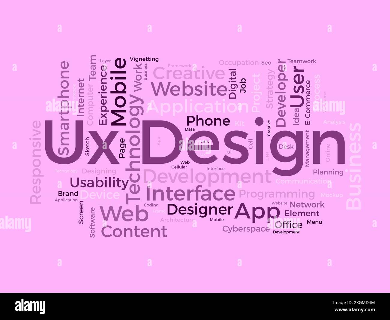 UX Design: Modello cloud di parole. Background vettoriale di Web Business Concept. Illustrazione Vettoriale