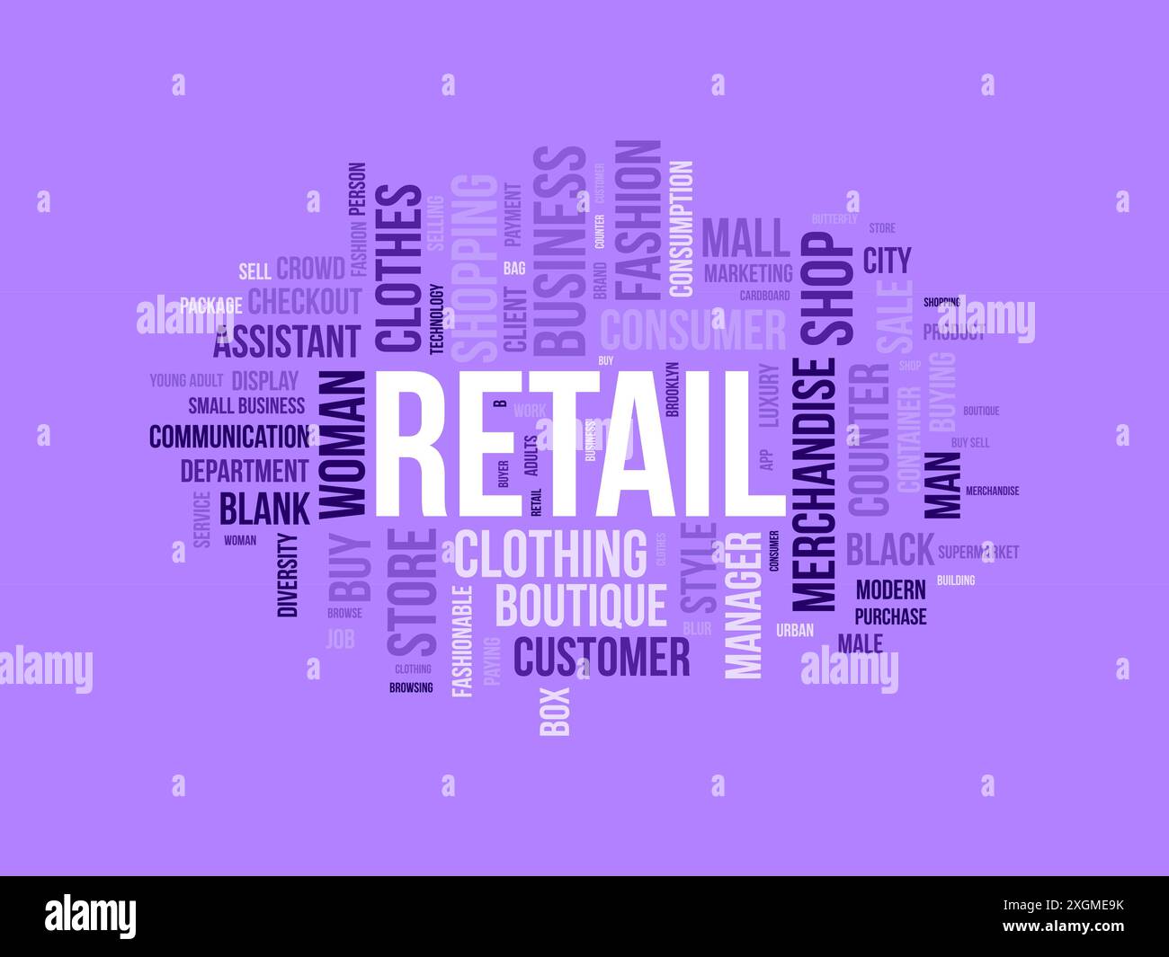 Modello cloud di testo retail. Background vettoriale del concetto aziendale. Illustrazione Vettoriale Modello cloud di testo retail. Background vettoriale del concetto aziendale. Illustrazione Vettoriale