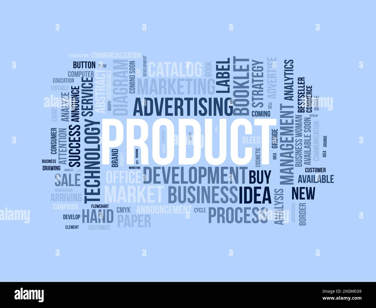 Modello wordcloud del prodotto. Background vettoriale del concetto aziendale. Illustrazione Vettoriale