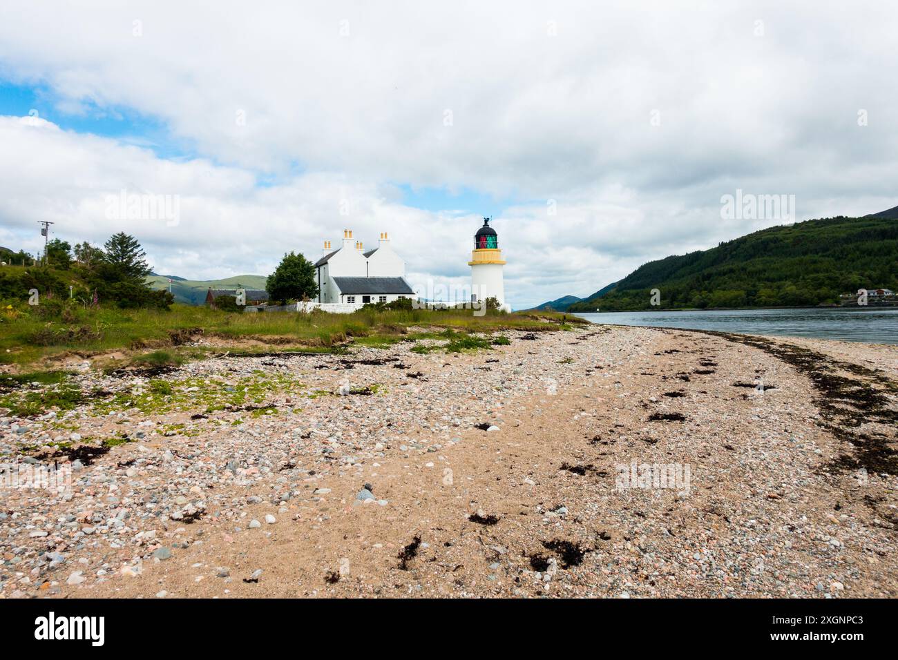 Faro di Corran Point, Argour, Loch Linnhe, Scozia, Regno Unito. Foto Stock