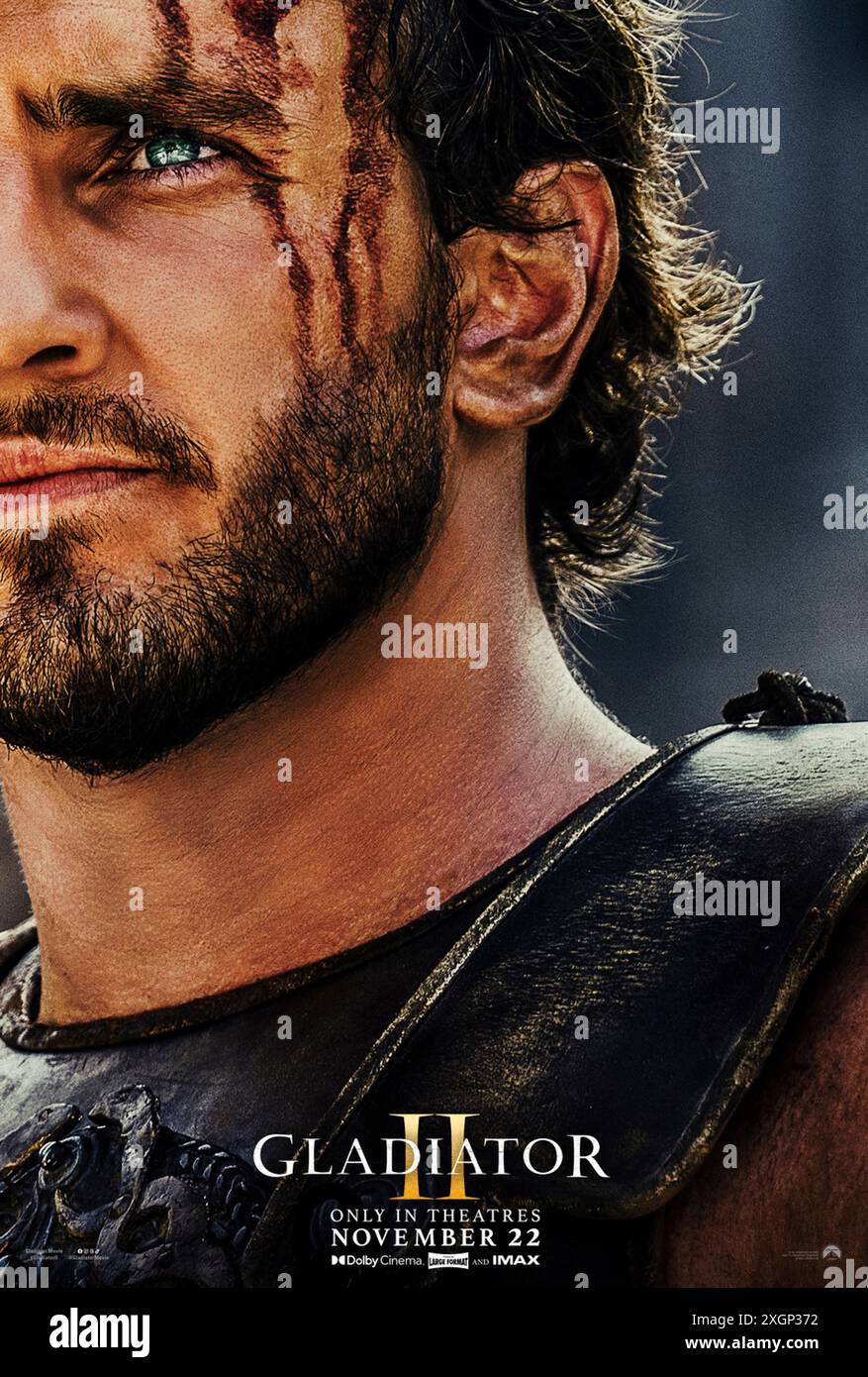 Gladiator II (2024) diretto da Ridley Scott e interpretato da Paul Mescal nel ruolo di Lucius. Dopo che la sua casa è stata conquistata dagli imperatori tirannici che ora guidano Roma, Lucio è costretto ad entrare nel Colosseo e deve guardare al suo passato per trovare la forza di restituire la gloria di Roma al suo popolo. Poster di caratteri USA ***SOLO PER USO EDITORIALE***. Credito: Immagini BFA/Paramount Foto Stock