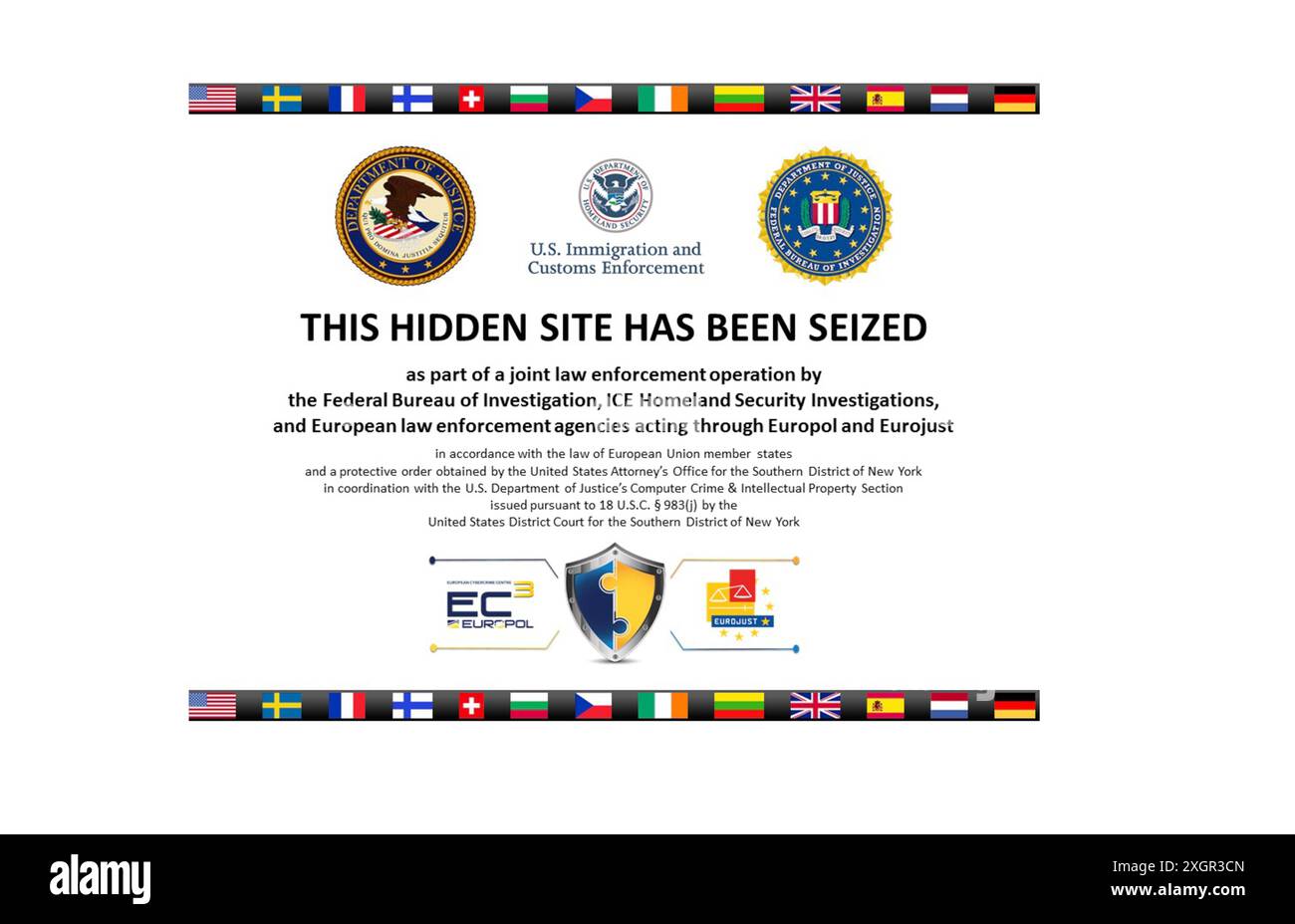 Cattura lo schermo dai mercati neri della Dark Net che vendono servizi illegali, droga, pistole, documenti d'identità falsi, ecc. Foto Stock