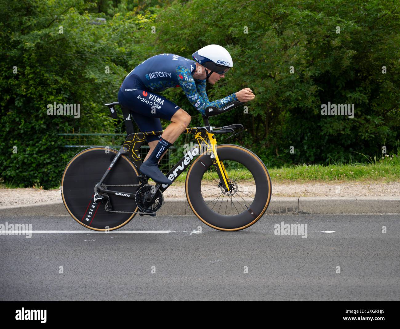 Wilco Kelderman, Team Visma-Lease a Bike, 2024 Tour de france tappa 7 orario da Nuits-Saint-Georges a Gevrey-Chambertin, Borgogna, Francia. Foto Stock