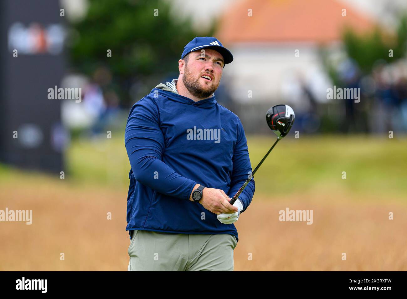 Zander Fagerson, Glasgow Warriors e rugby scozzese, durante il Genesis Scottish Open Pro-AM al Renaissance Club, North Berwick. Data foto: Mercoledì 10 luglio 2024. Foto Stock