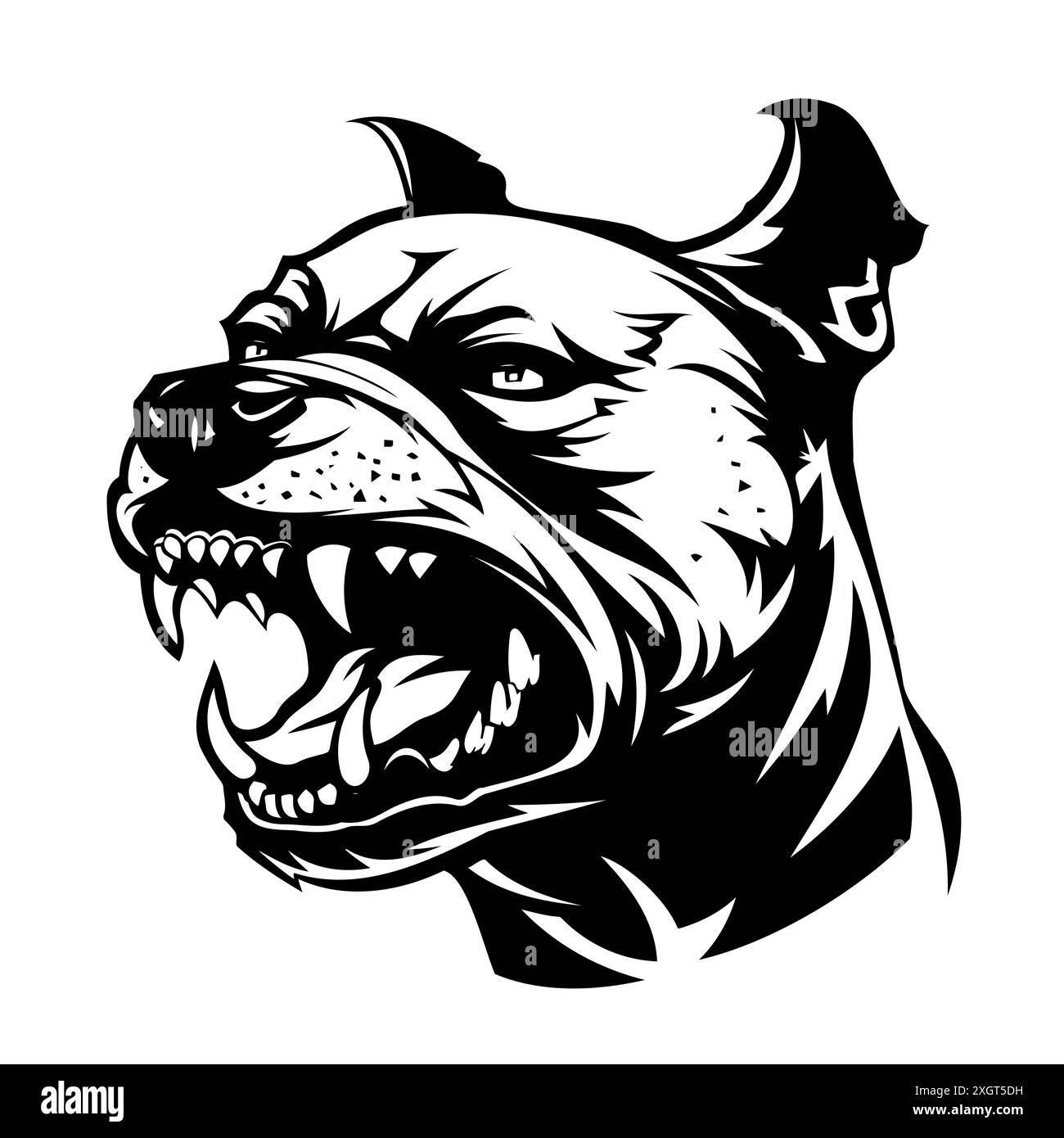 Feroce Bulldog Head in bianco e nero Illustrazione Vettoriale