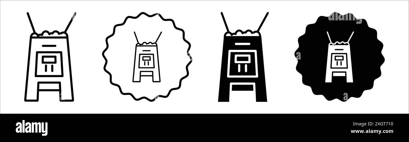 Il logo dell'icona Composter indica il contorno vettoriale in bianco e nero Illustrazione Vettoriale