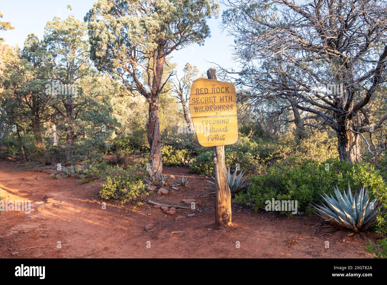 Insegna della foresta nazionale di Coconino - riserva naturale segreta di Red Rock a Sedona, Arizona Foto Stock