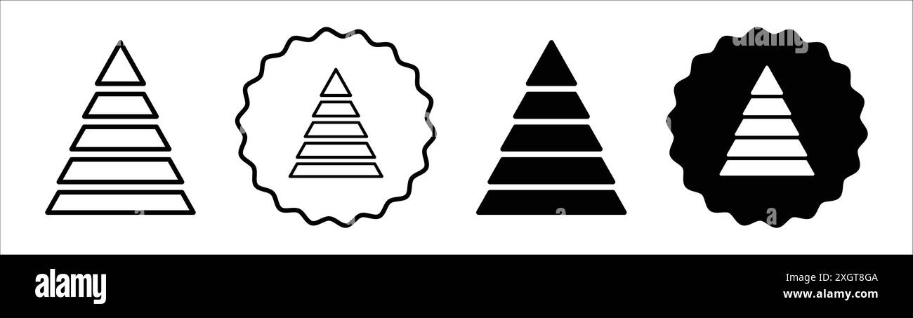 Icona della piramide gerarchica con il logo che indica il contorno vettoriale in bianco e nero Illustrazione Vettoriale