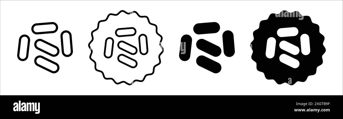 Il logo dell'icona del lievito indica il contorno vettoriale in bianco e nero Illustrazione Vettoriale