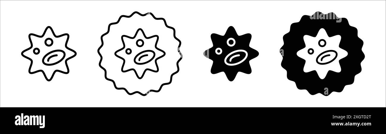Il logo dell'icona dei globuli bianchi indica il contorno vettoriale in bianco e nero Illustrazione Vettoriale