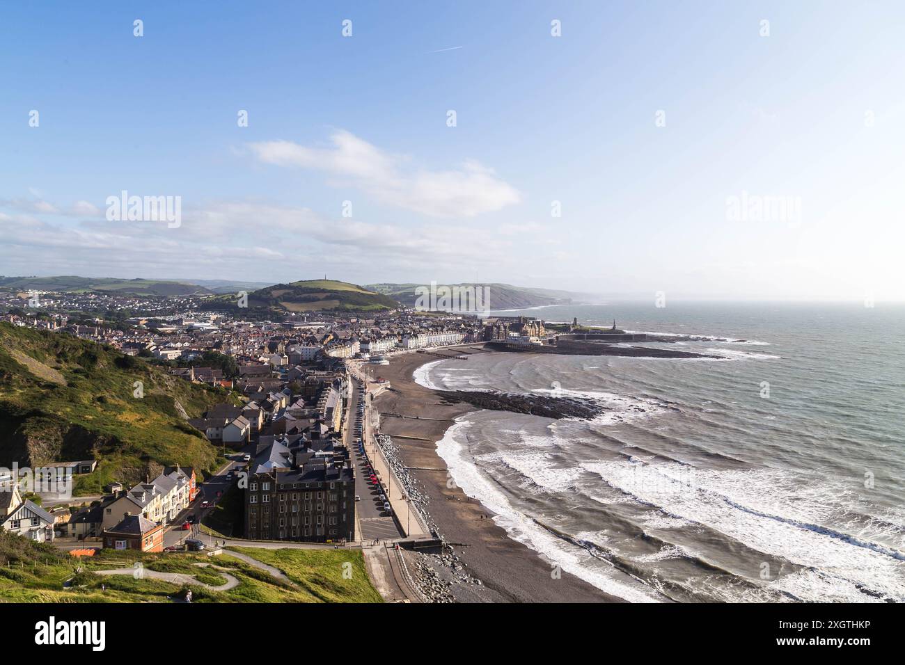 Vista aerea di Aberystwyth da Constitution Hill Foto Stock