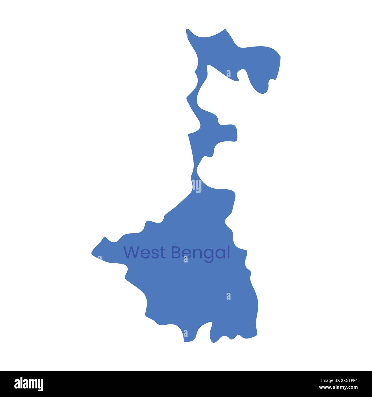 Icona vettore mappa dello stato del Bengala Occidentale. Icona di stato della provincia del Bengala Occidentale dell'India. Mappa del Bengala Occidentale Illustrazione Vettoriale