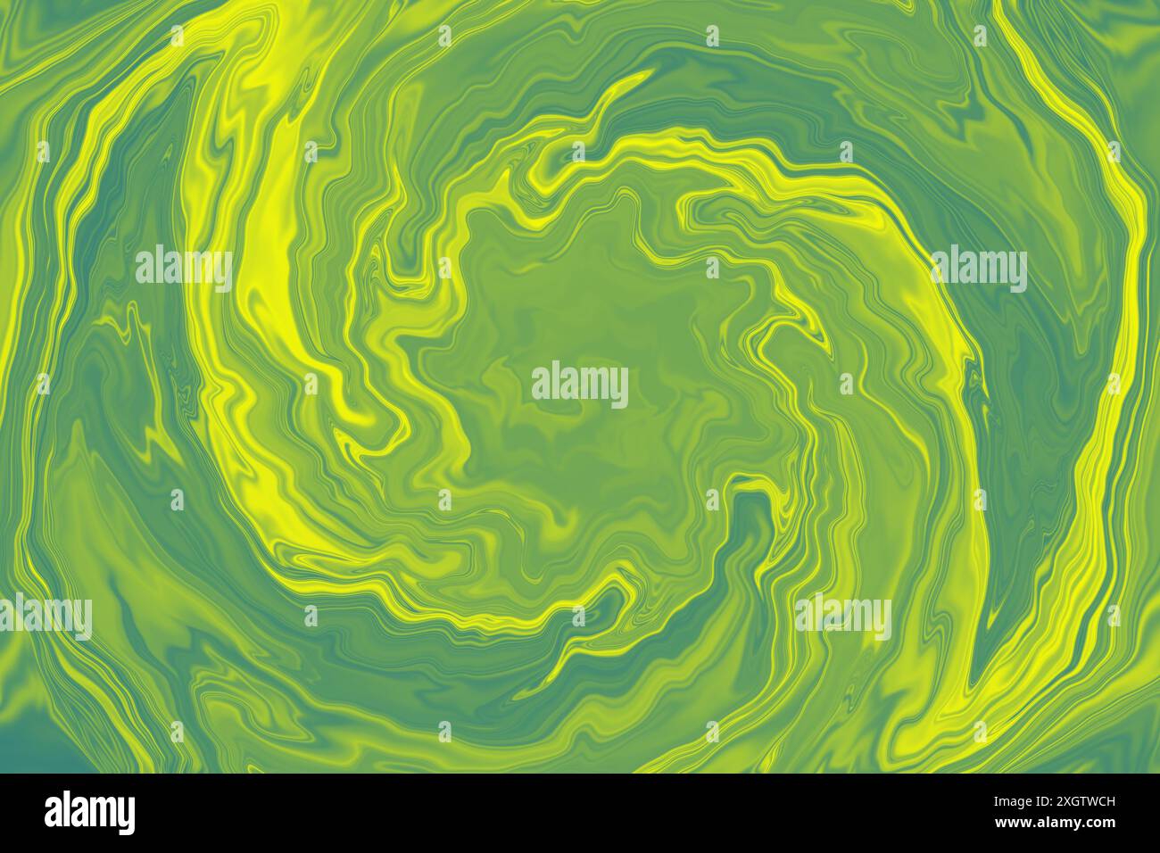 Un'immagine vibrante ad alta risoluzione con motivi vorticosi di verde e giallo, ideale per sfondi grafici o come un'arte astratta distinta Foto Stock