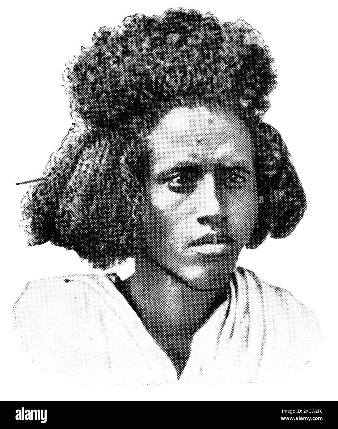 Popoli africani. Ritratto di Hadendoa (Hadendowa) - il nome di una suddivisione nomade del popolo Beja. Foto Stock