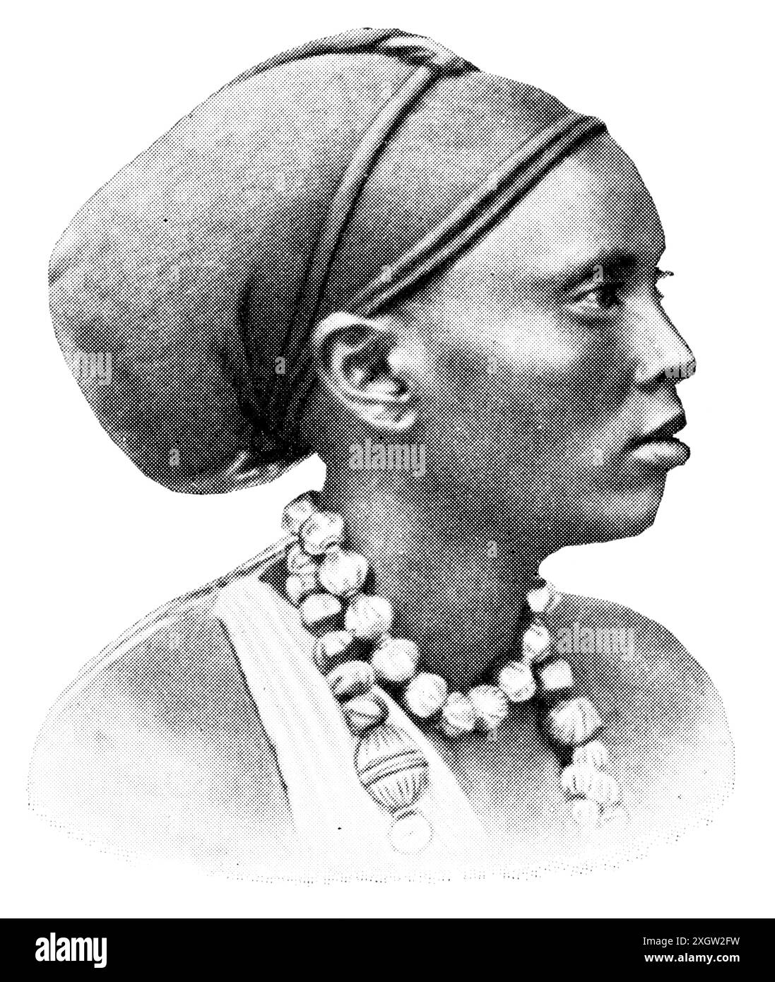 Popoli africani. Ritratto della donna somala. Pubblicazione della "Meyers enciclopedia", volume 7, Lipsia, Germania, 1910 Foto Stock