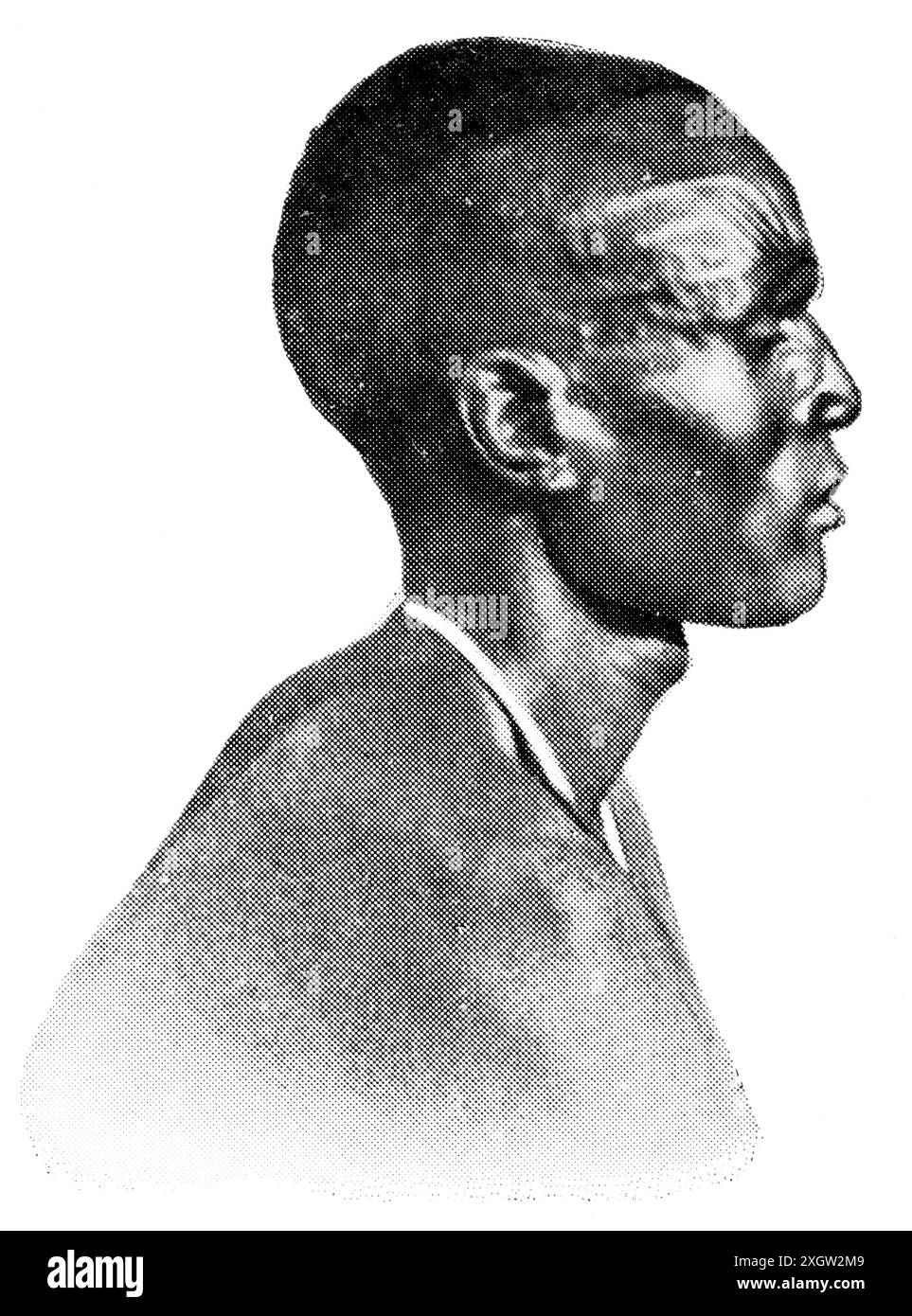 Popoli africani. I Dinka sono un gruppo etnico Nilotico originario del Sudan del Sud. Pubblicazione della "Meyers encyclopedia", Vol. 7, Lipsia, Germania Foto Stock