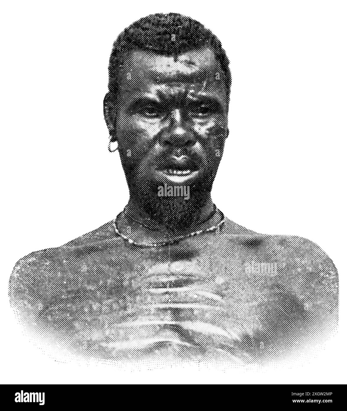 Popoli africani. Il ritratto dell'uomo Tammari, è un popolo di lingua Oti-volta del dipartimento di Atakora del Benin. Foto Stock