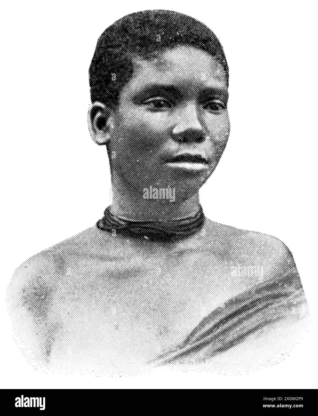 Popoli africani. Il ritratto di una ragazza del Camerun. Pubblicazione della "Meyers encyclopedia", Vol. 7, Lipsia, Germania, 1910. Foto Stock