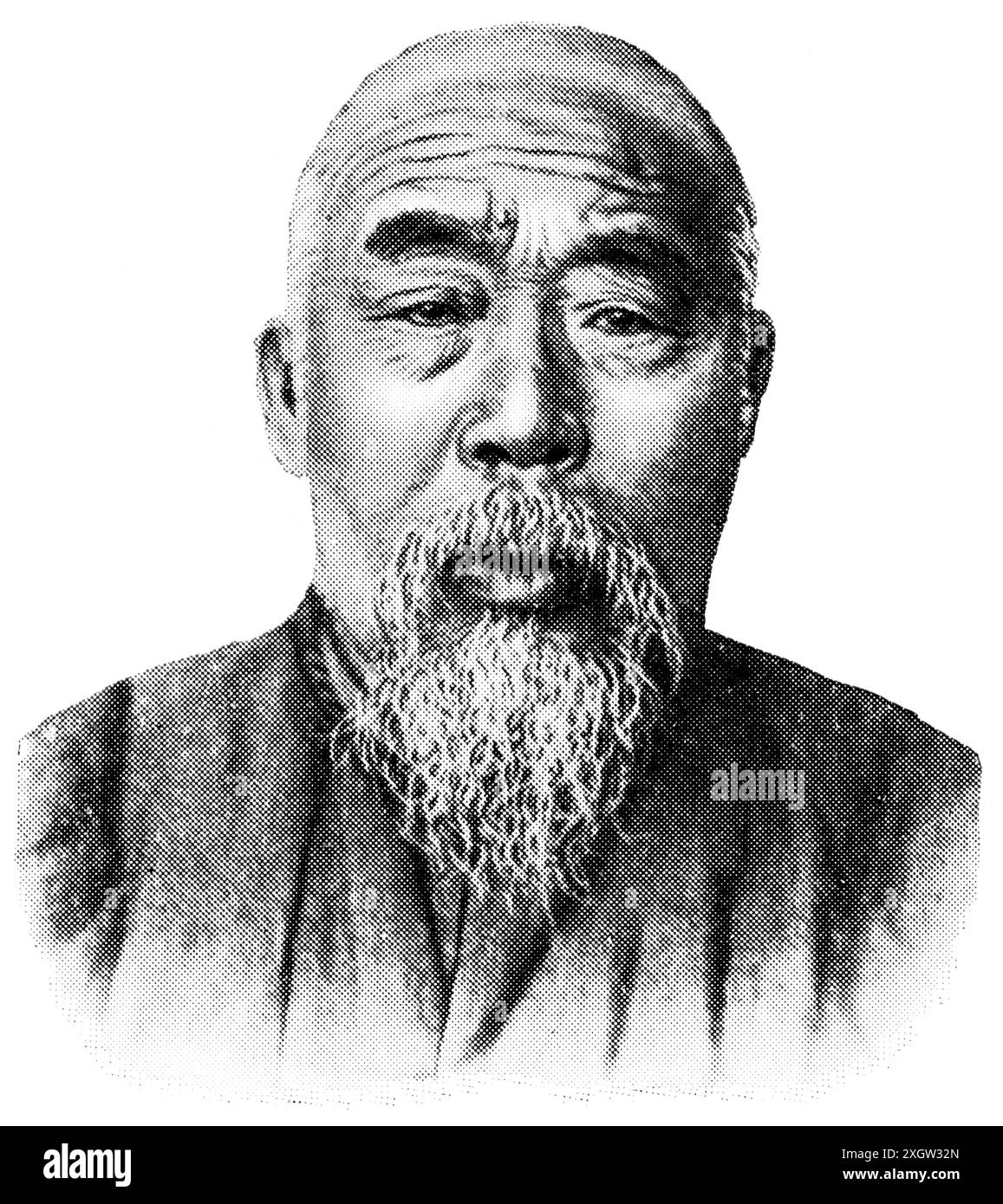Popoli asiatici. Ritratto dell'uomo manciù, sono un gruppo etnico tungusico dell'Asia orientale nativo della Manciuria nel nord-est asiatico. Foto Stock
