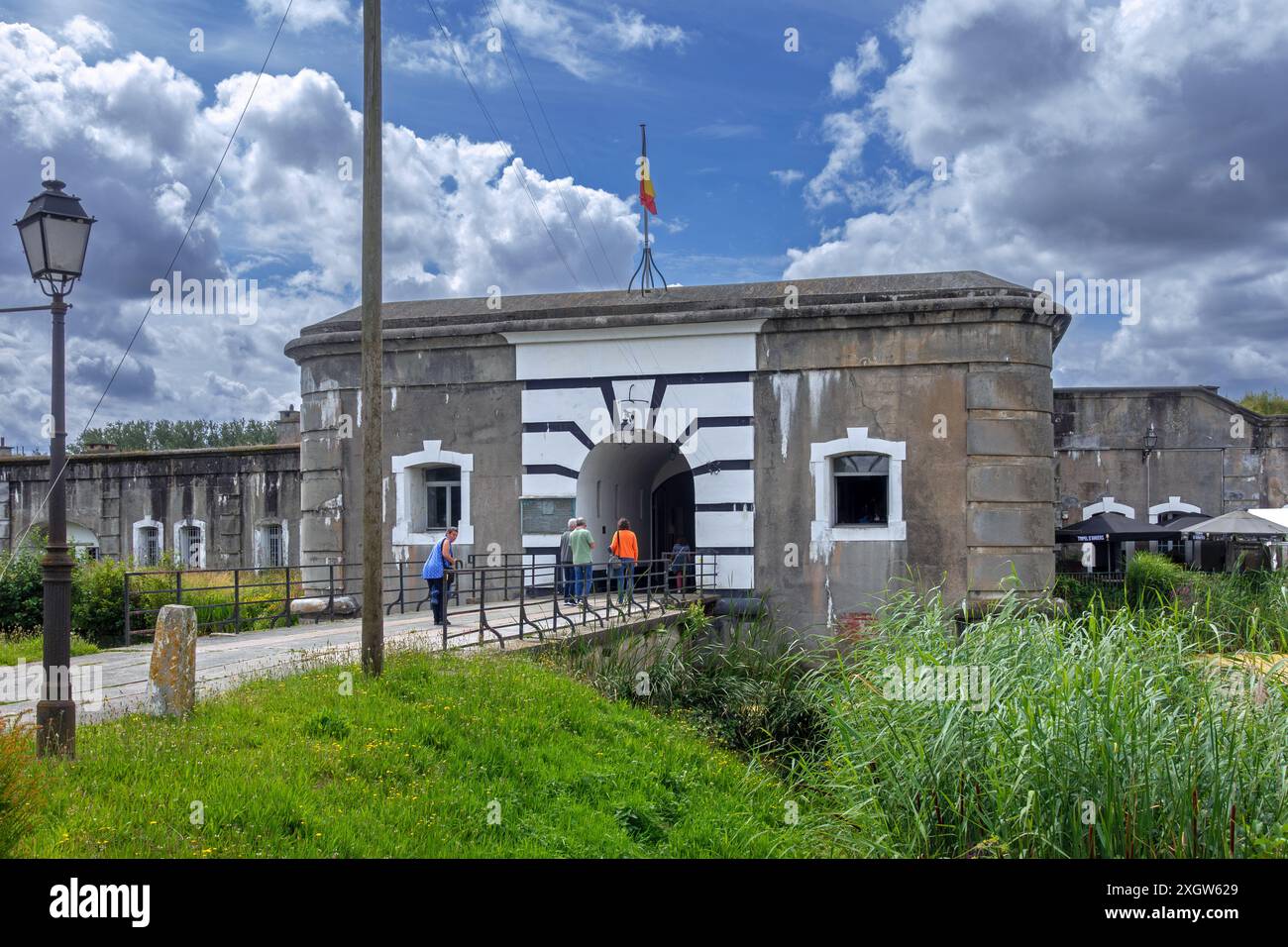 Fort van Liezele, la fortezza meglio conservata dell'area fortificata di Anversa, ora museo della prima Guerra Mondiale vicino a Puurs-Sint-Amands, provincia di Anversa, Belgio Foto Stock