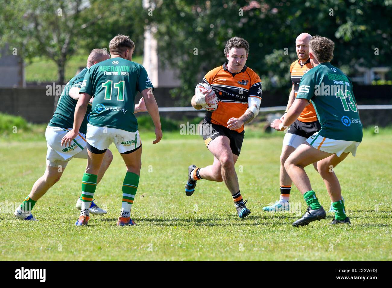 Port Talbot, Galles. 6 luglio 2024. Eric Davidson dei Torfaen Tigers fa una pausa durante la partita della JES Group Rugby League Conference tra Aberavon Fighting Irish e Torfaen Tigers all'Aberavon Harlequins RFC a Port Talbot, Galles, Regno Unito, il 6 luglio 2024. Crediti: Duncan Thomas/Majestic Media. Foto Stock