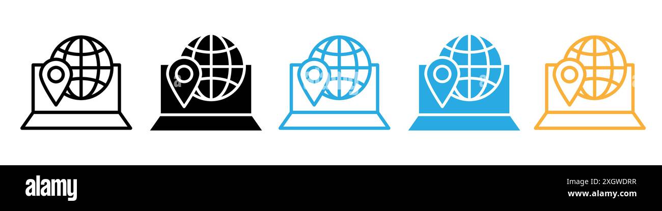 Il logo dell'icona IP indica il contorno vettoriale in bianco e nero Illustrazione Vettoriale