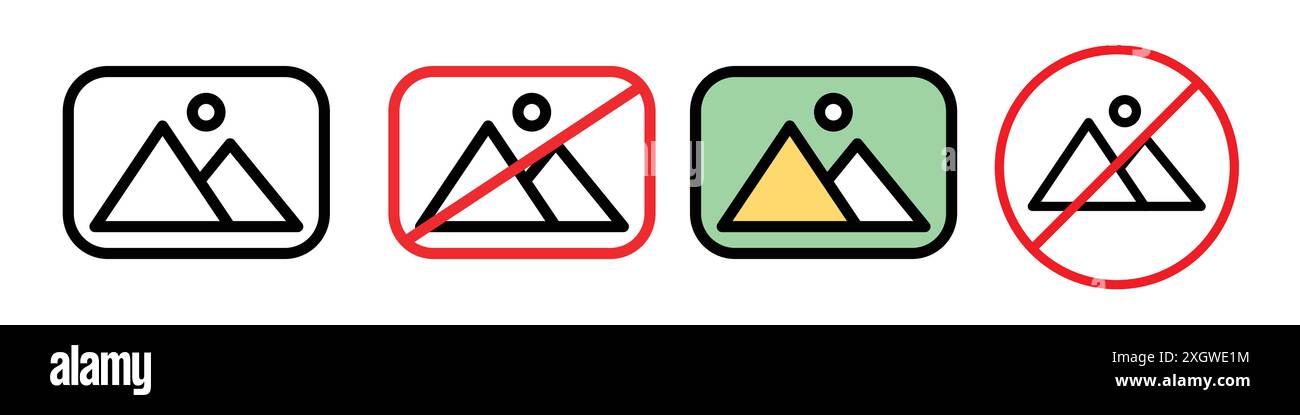 Immagine non disponibile icona logo segno vettoriale contorno in bianco e nero Illustrazione Vettoriale