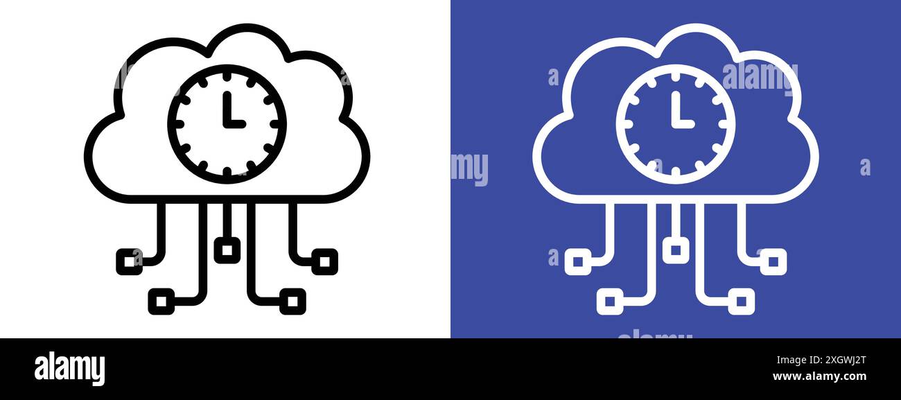 Logo dell'icona di uptime elevato del server con il simbolo vettoriale in bianco e nero Illustrazione Vettoriale