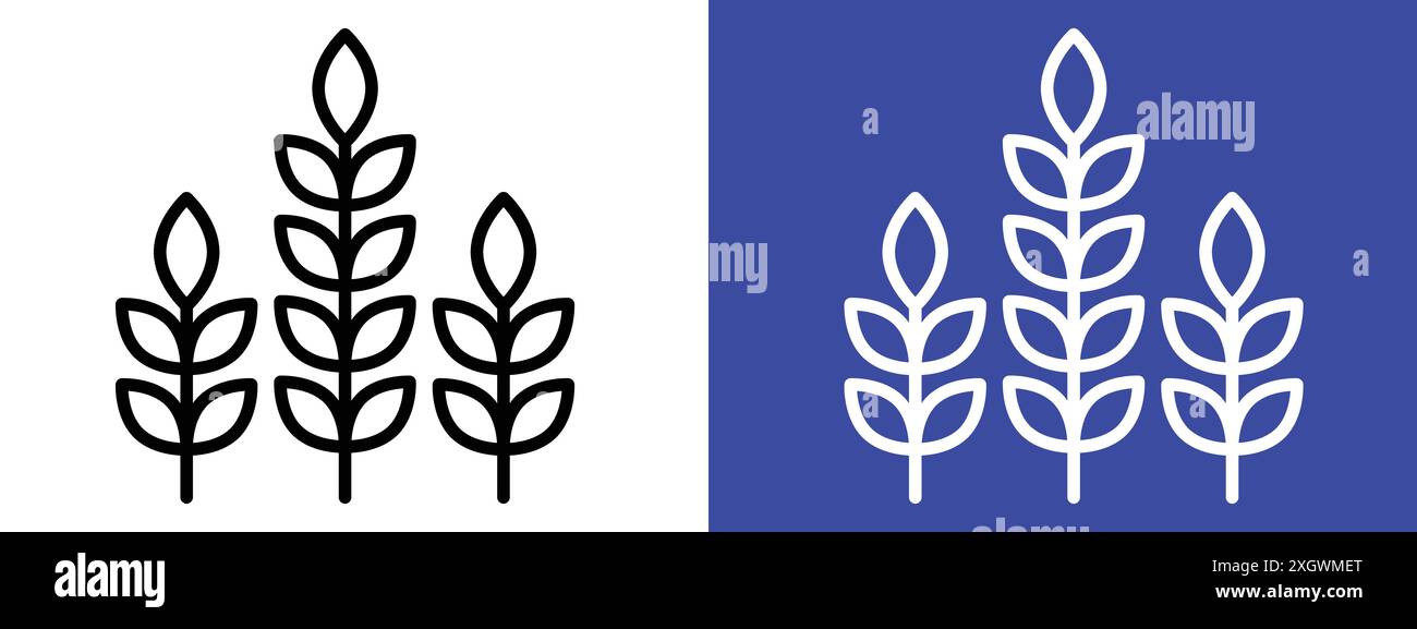 Logo icona grano contorno vettoriale in bianco e nero Illustrazione Vettoriale