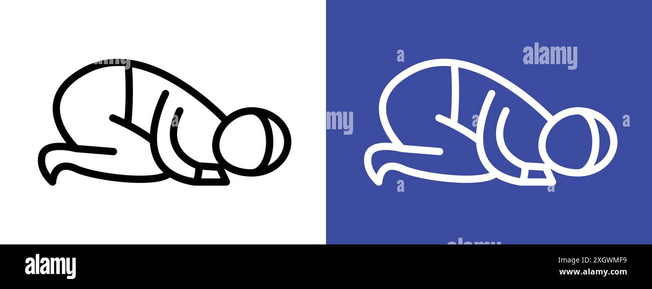 Logo Sujud Icon contorno vettoriale in bianco e nero Illustrazione Vettoriale