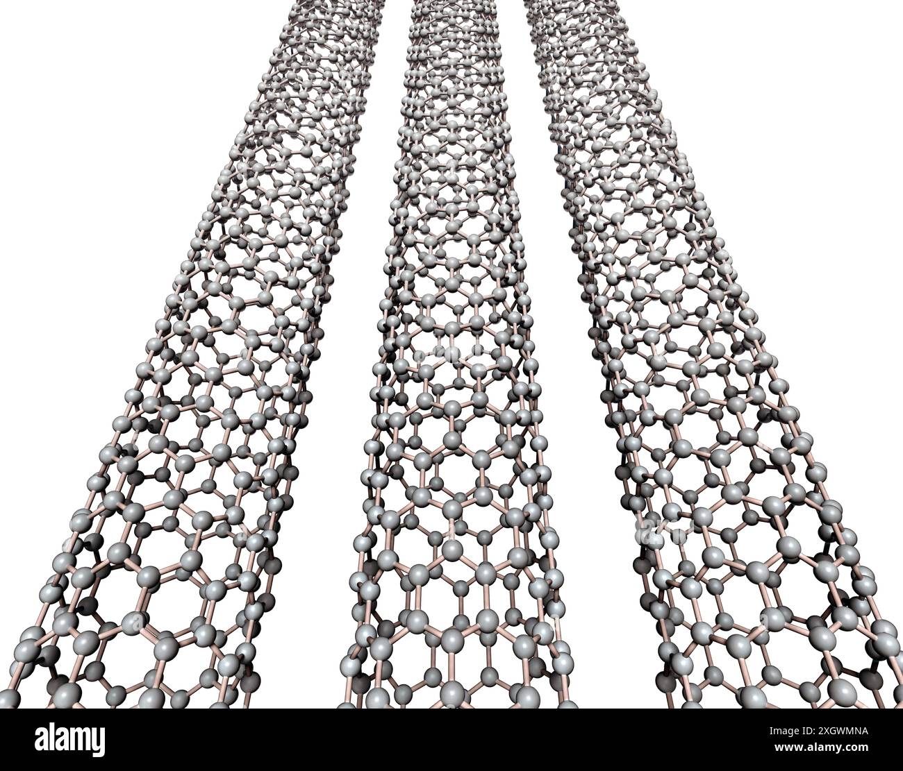 Rendering 3D di modelli molecolari di nanotubo di carbonio Foto Stock