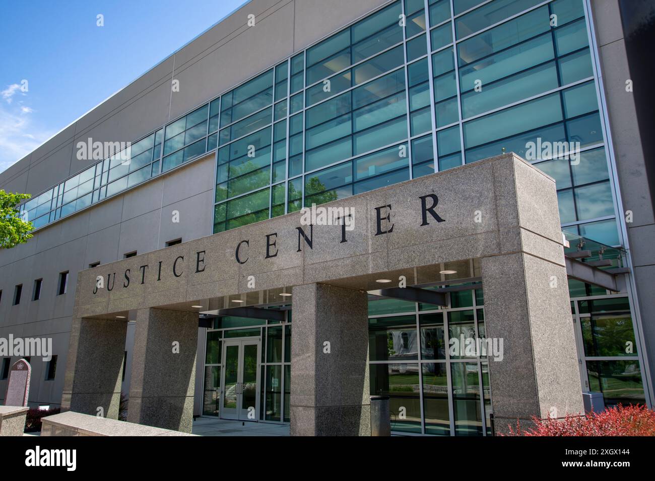 Leavenworth, Kansas. Il Justice Center che gestisce le violazioni del traffico e le violazioni delle ordinanze della città di Leavenworth. E' il tribunale municipale e. Foto Stock