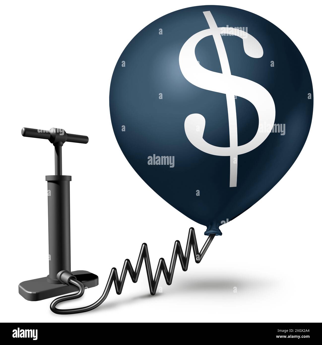 Il mercato azionario sopravvalutato e le azioni gonfiate troppo costose come investimenti finanziari prospettive di guadagno troppo sicure come una bolla sempre più pronta Foto Stock