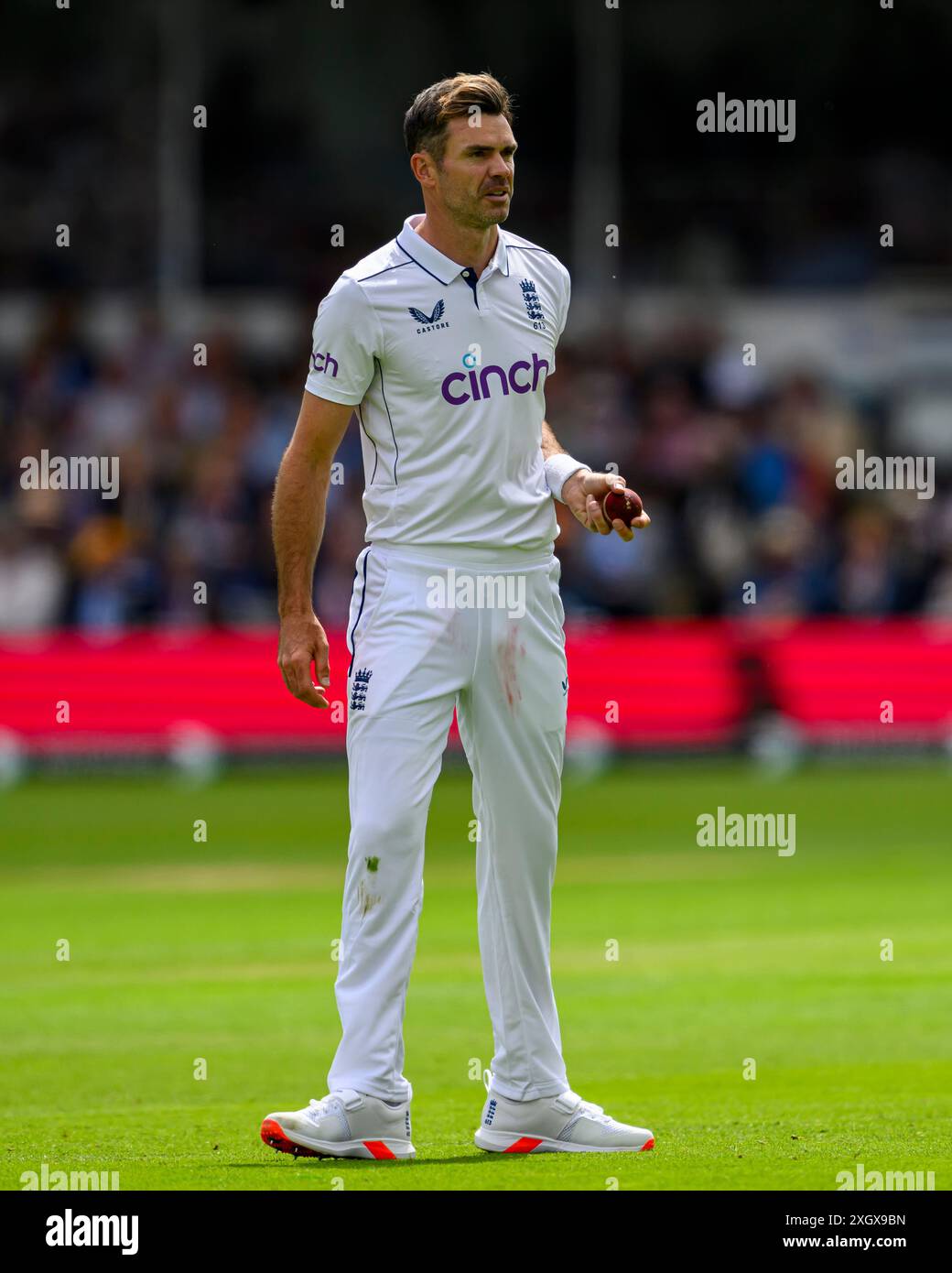 LONDRA, REGNO UNITO. 10 luglio, 24. James Anderson d'Inghilterra durante il primo Rothesay test match tra England Men e West Indies al Lord's Cricket Ground mercoledì 10 luglio 2024 a LONDRA, INGHILTERRA. Crediti: Taka Wu/Alamy Live News Foto Stock