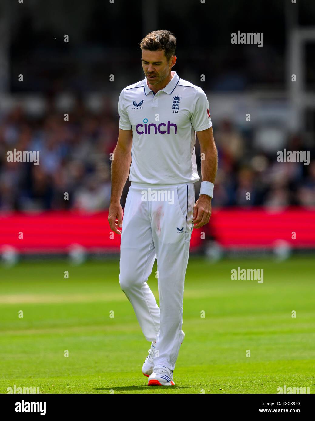LONDRA, REGNO UNITO. 10 luglio, 24. James Anderson d'Inghilterra durante il primo Rothesay test match tra England Men e West Indies al Lord's Cricket Ground mercoledì 10 luglio 2024 a LONDRA, INGHILTERRA. Crediti: Taka Wu/Alamy Live News Foto Stock