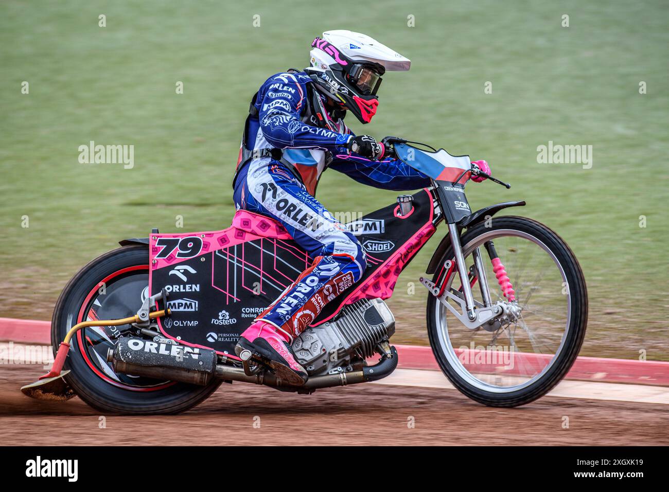 Adam Bubba Bednar, Repubblica Ceca, pratica durante la semifinale 2 del Monster Energy FIM Speedway of Nation presso il National Speedway Stadium di Manchester mercoledì 10 luglio 2024. (Foto: Ian Charles | notizie mi) Foto Stock