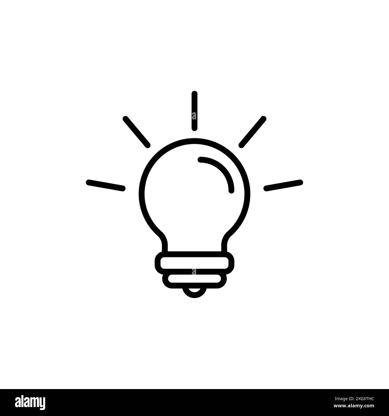 Simbolo della lampadina con logo, contorno vettoriale in bianco e nero Illustrazione Vettoriale