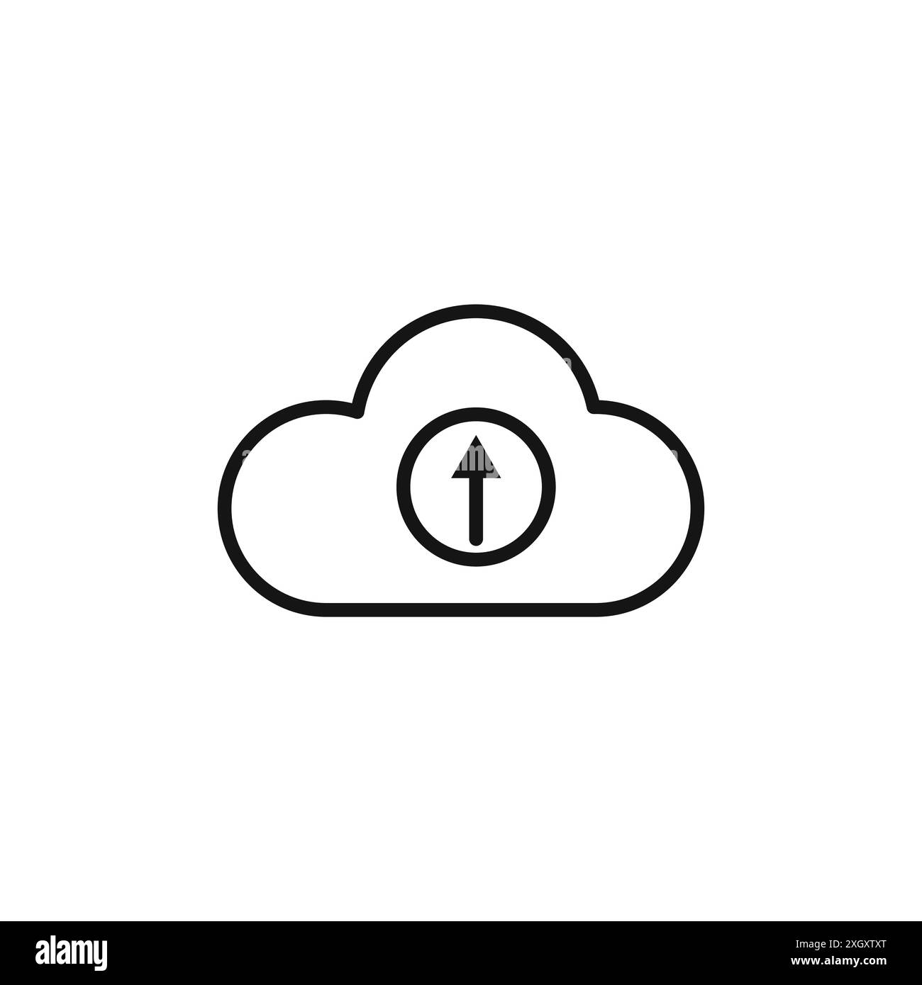 Icona di caricamento cloud, logo, contorno vettoriale in bianco e nero Illustrazione Vettoriale